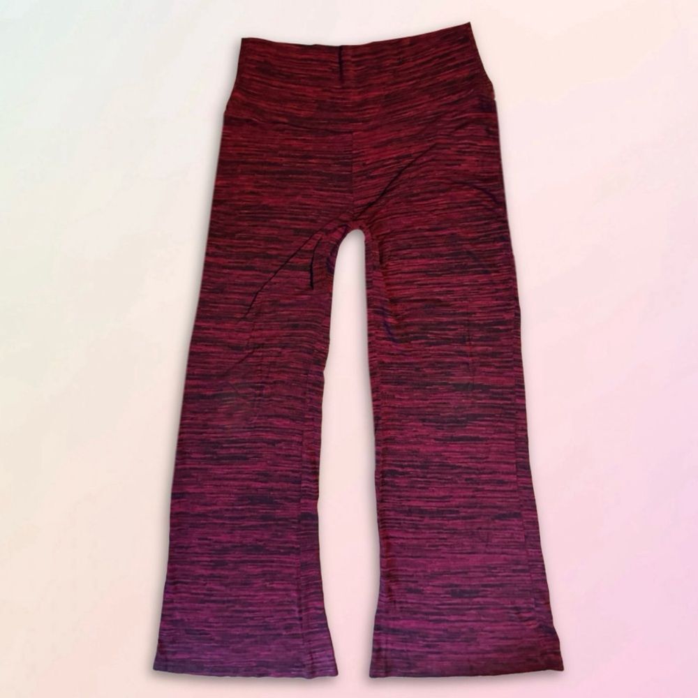 Retro, Red, Sheer, Fold Over Waist, Flare Yoga, Lounge Pants